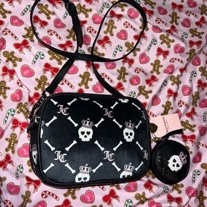 New Black Juicy Couture Crossbody Bag Purse Skull Haunted Couture MSRP $79